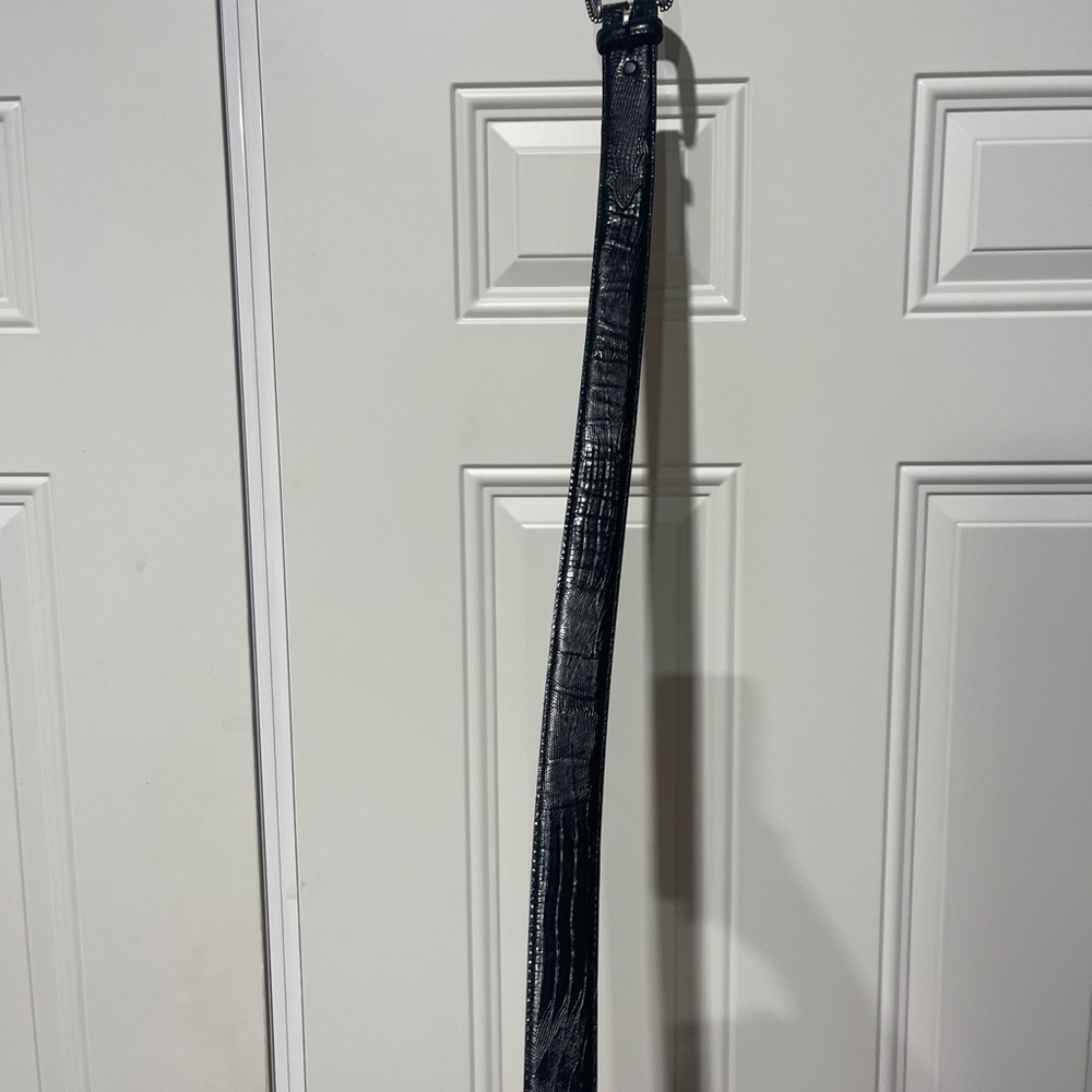 Black Crocodile Embossed Belt